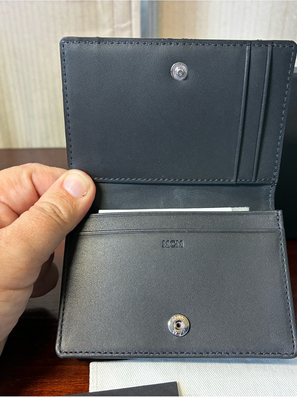 MCM Black Crinkled Leather Card Holder - Picture 3 of 8